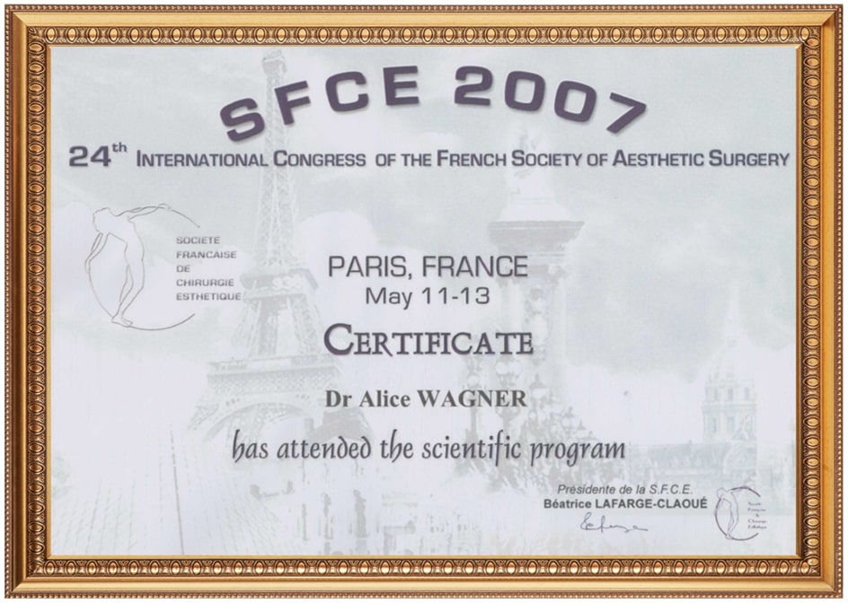 Zertifikat von Dr. Alice Wagner
